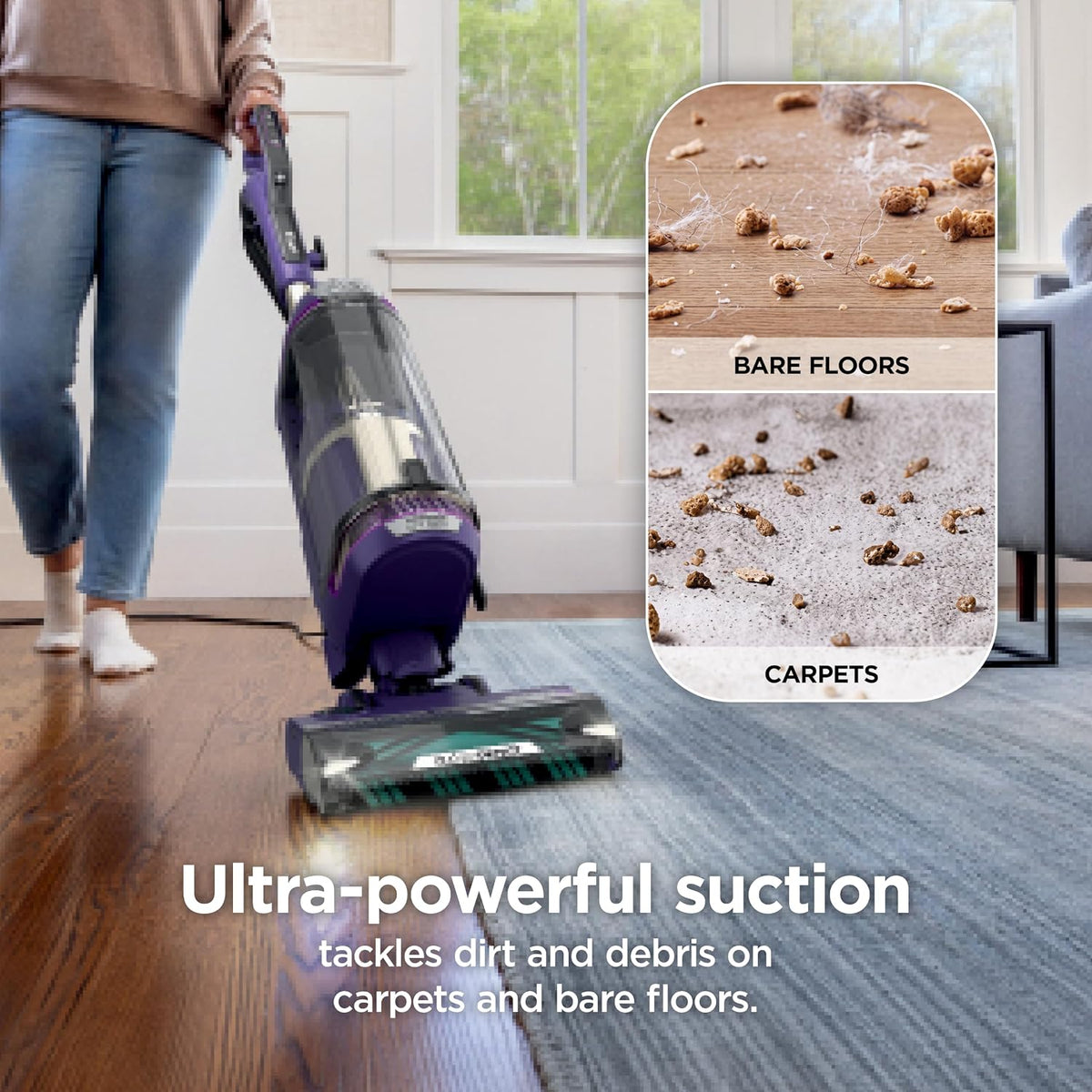 Shark POWERDETECT Upright Vacuum with DuoClean Technology, Purple