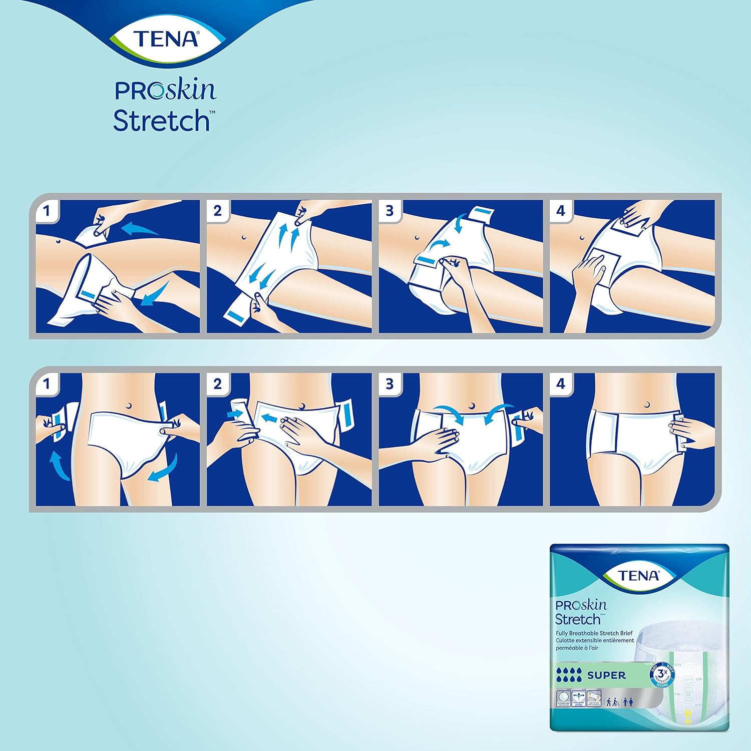 TENA Stretch Super Briefs, Incontinence, Disposable, Heavy Absorbency