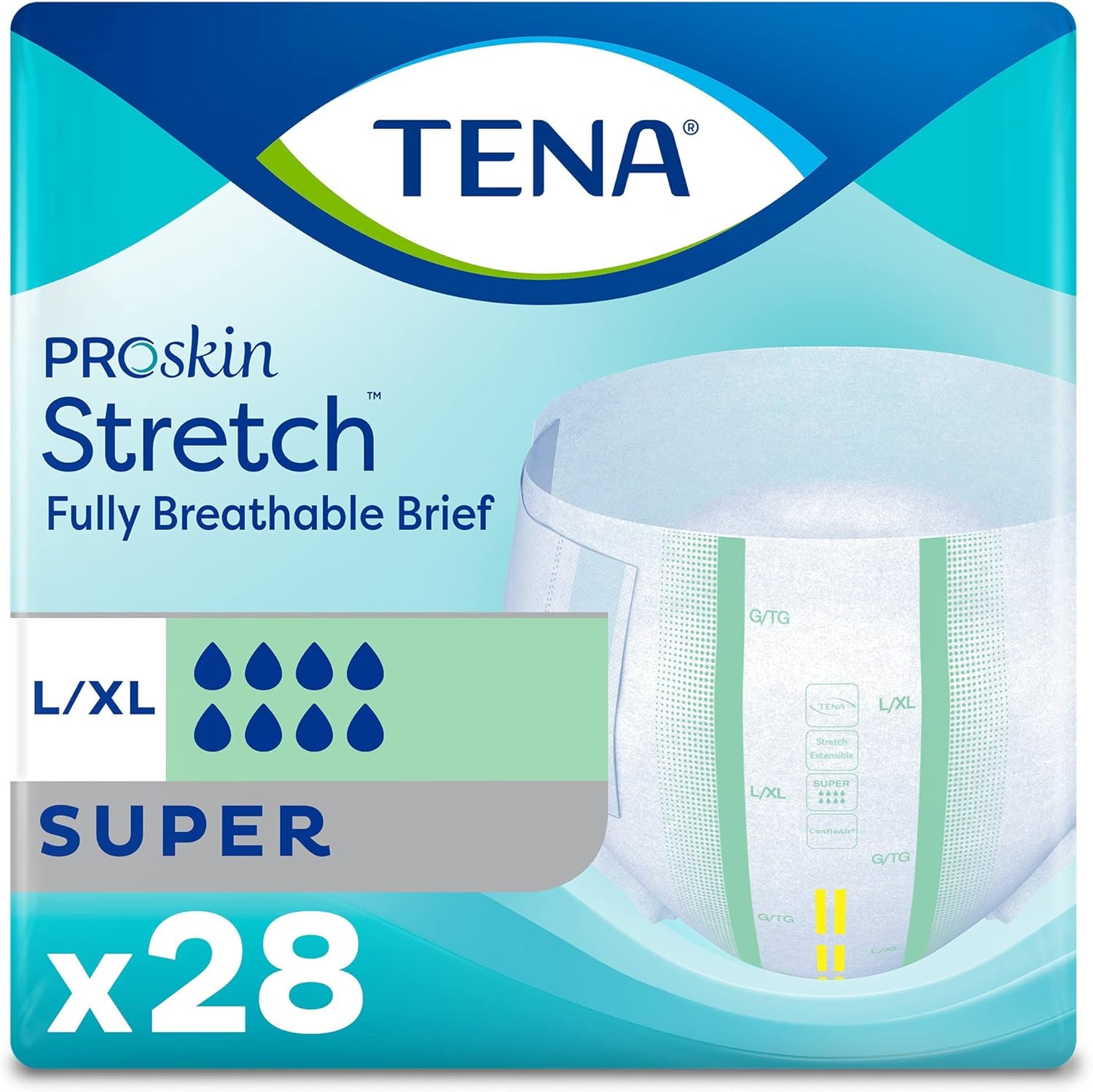 TENA Stretch Super Briefs, Incontinence, Disposable, Heavy Absorbency
