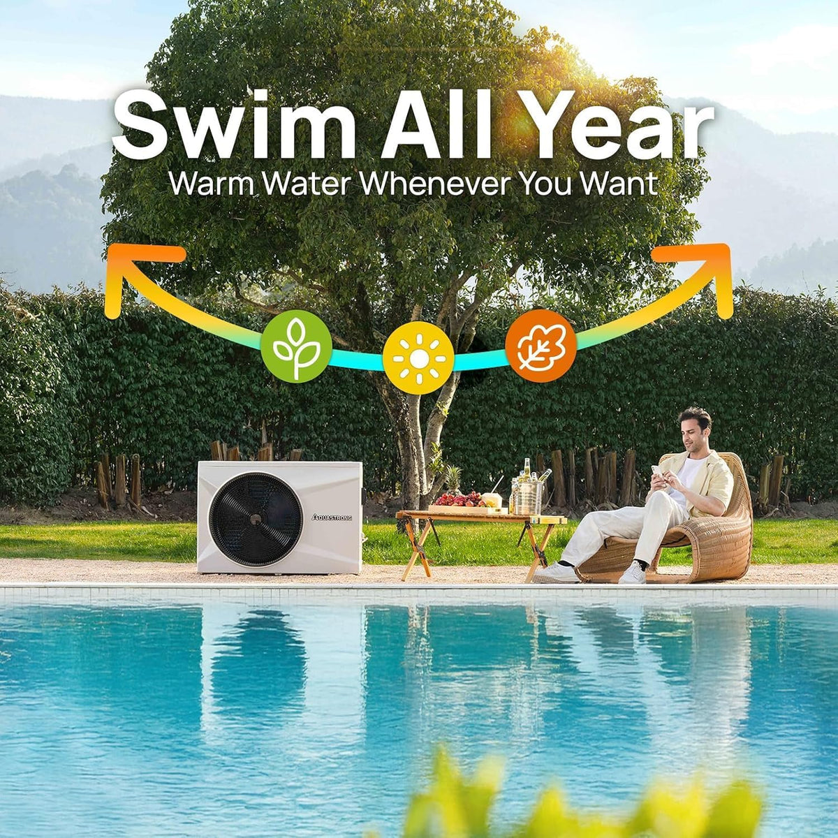 Swimming Pool Heater for Above Ground and Inground Pool 14'*22'*48"