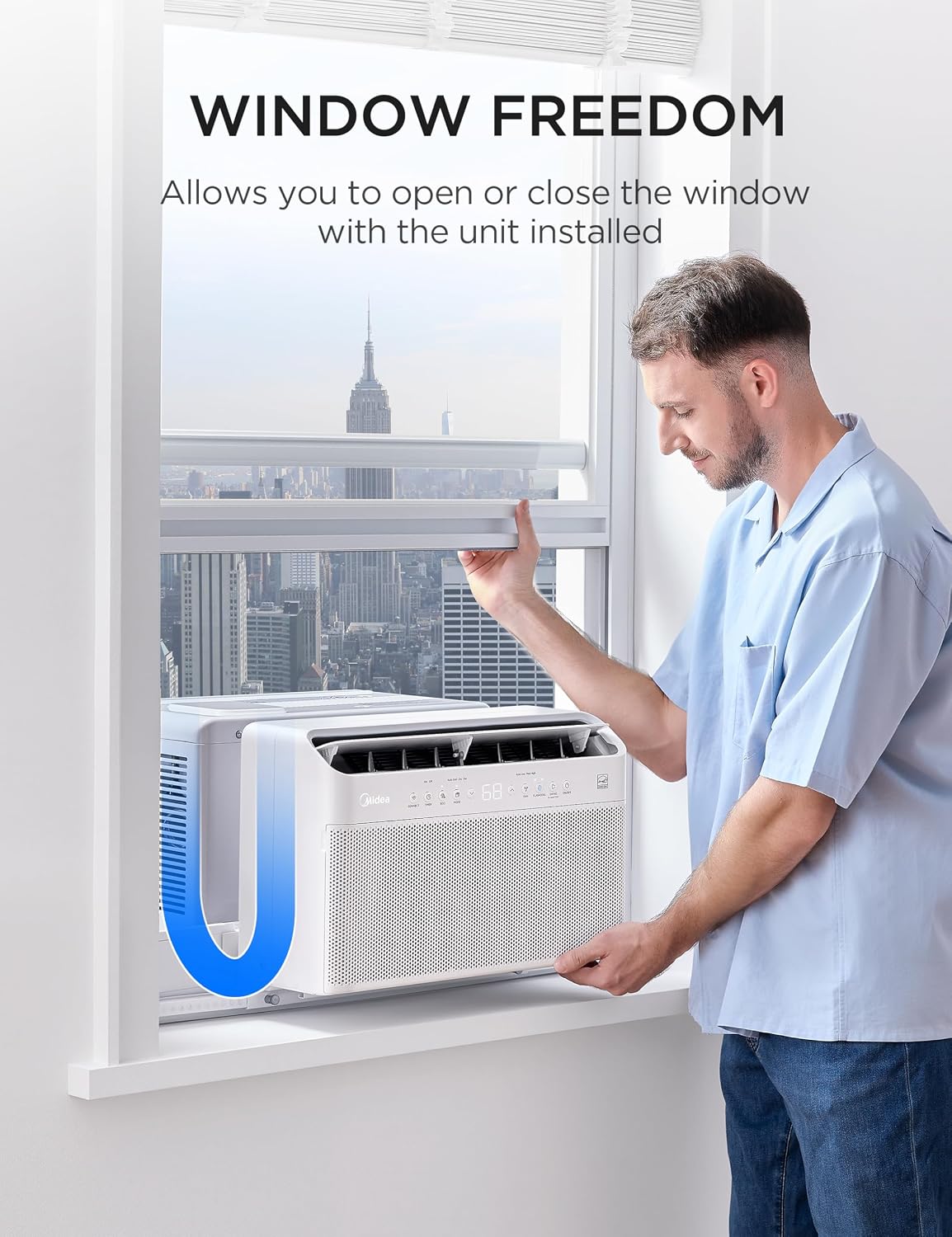 Midea 6,000 BTU U Shaped Window Air Conditioner, Cools up to 250 Sq Ft