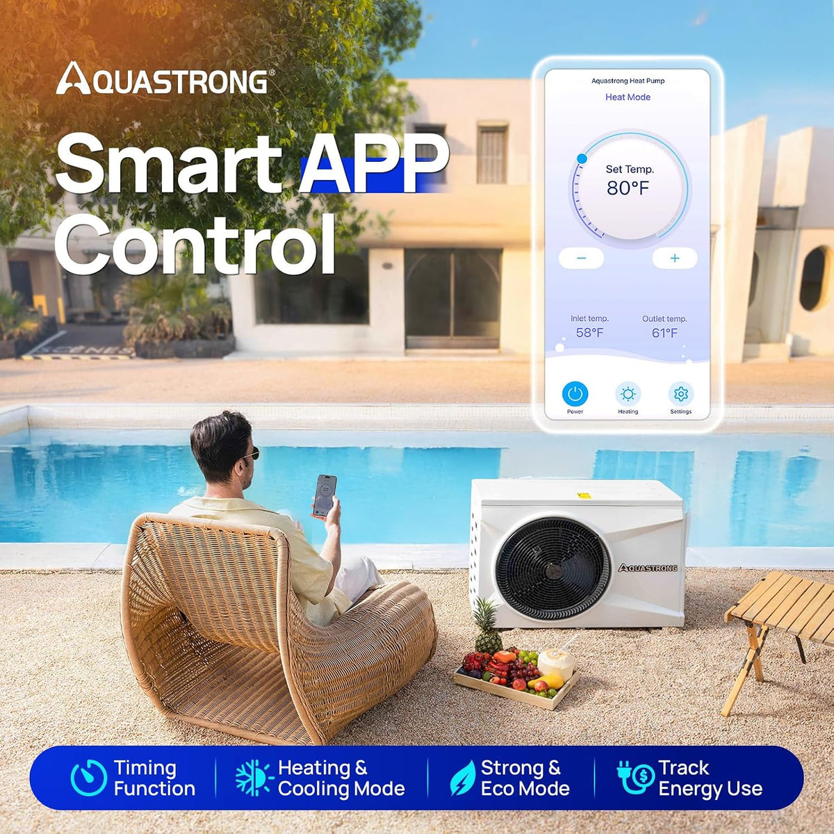 Swimming Pool Heater for Above Ground and Inground Pool 14'*22'*48"