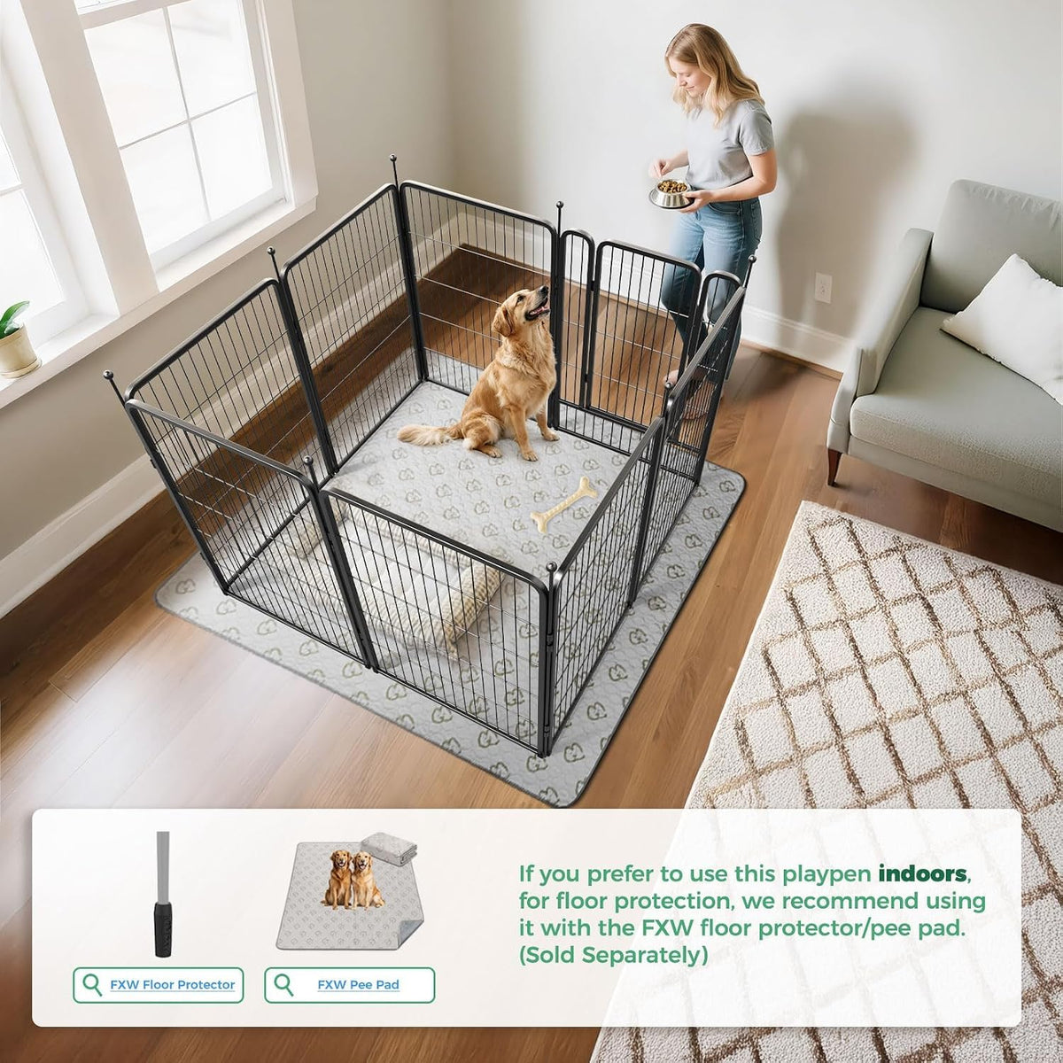 Rollick Dog Playpen, Indoor, Yard & RV Camping, 40" H, 8 Panels