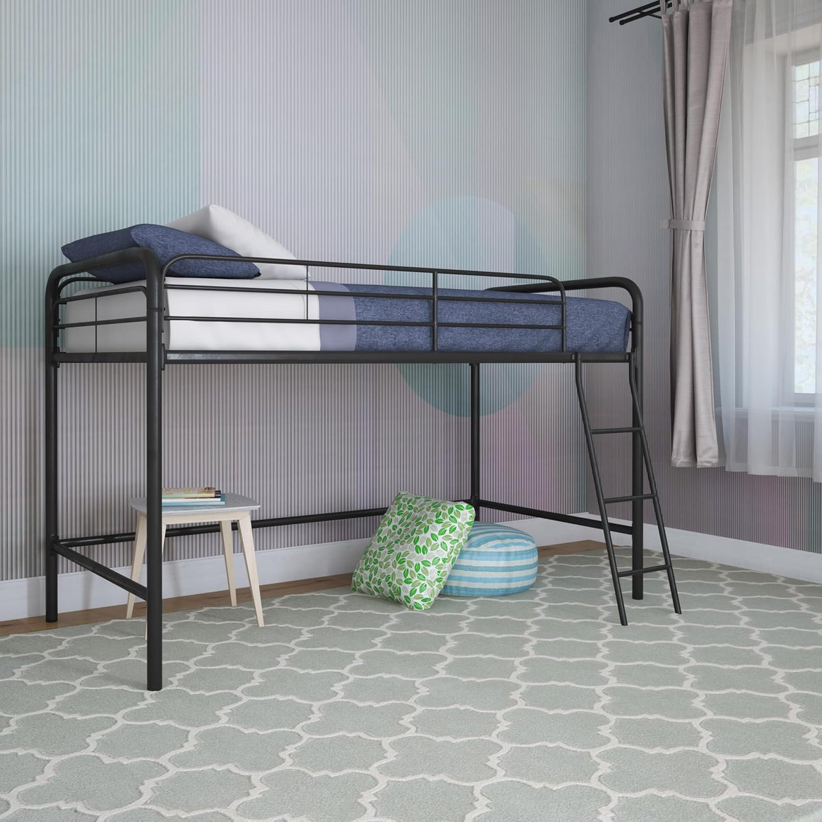 DHP Jett Junior Twin Metal Loft Bed, Black