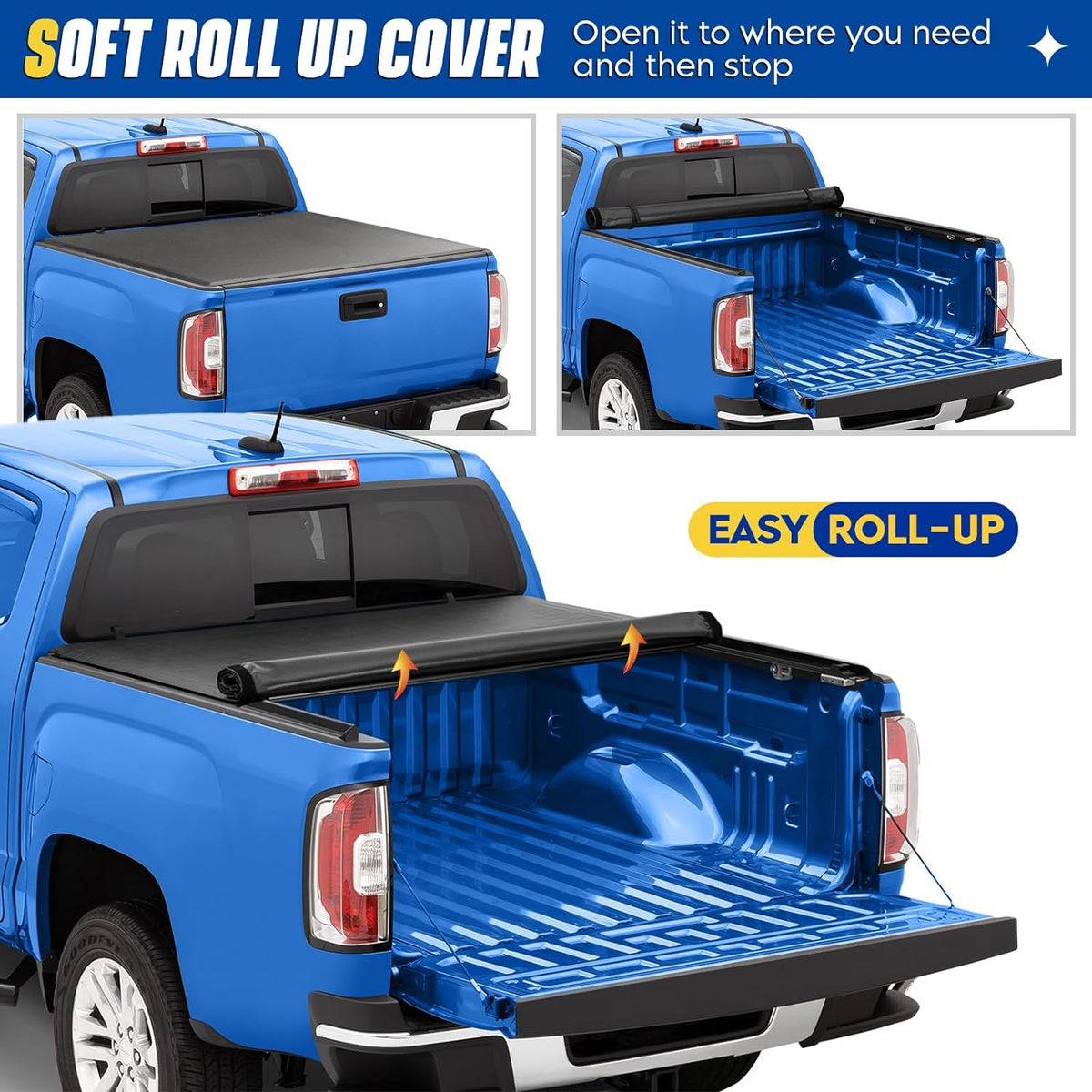 Soft Roll-up Truck Bed Tonneau Cover for 2015-2024 Chevy Colorado & GMC Canyon,