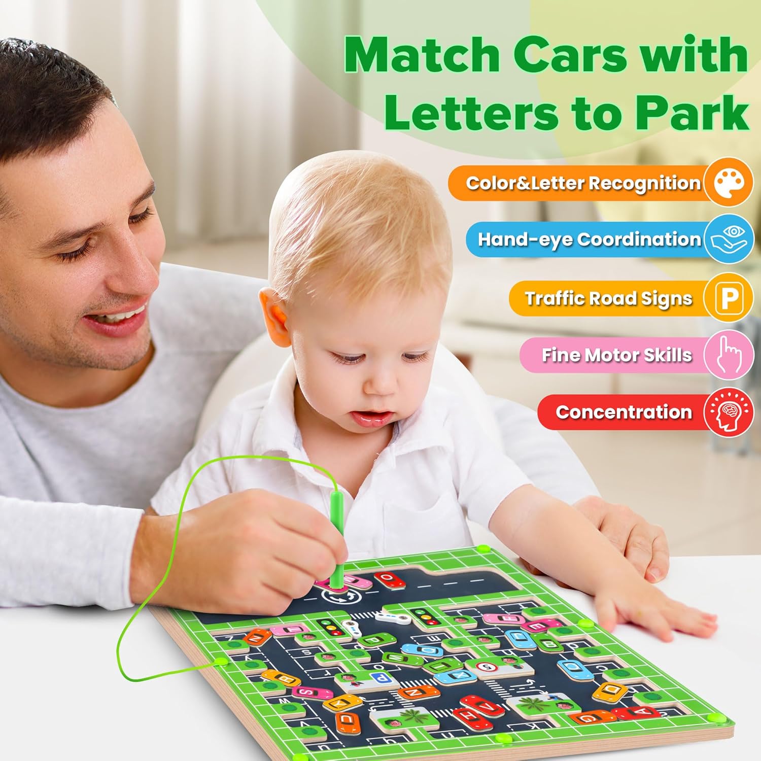 Magnetic Alphabet Maze - Montessori Toys for 3 4 5 Year Old