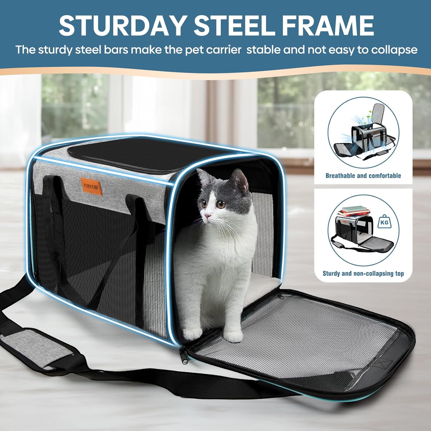 FURFUN Pet Carrier Soft-Sided Carriers for Cats Dogs