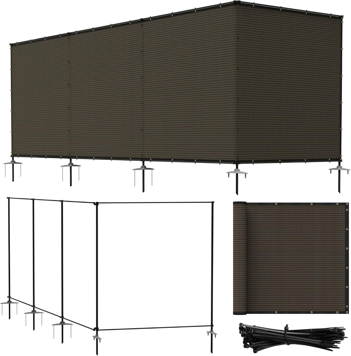 Bynbbur 6'x24' Outdoor Divider Privacy Fence, BROWN