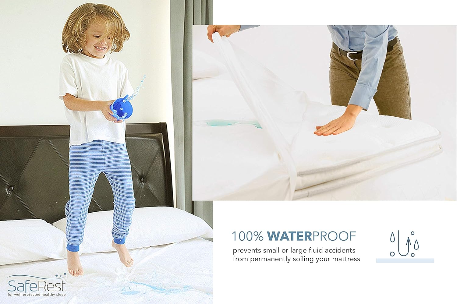 SafeRest Premium Zippered Mattress Cover - Waterproof Mattress Encasement, Breathable, Noiseless and Vinyl Free (Fits 9" Inch H), Twin Size