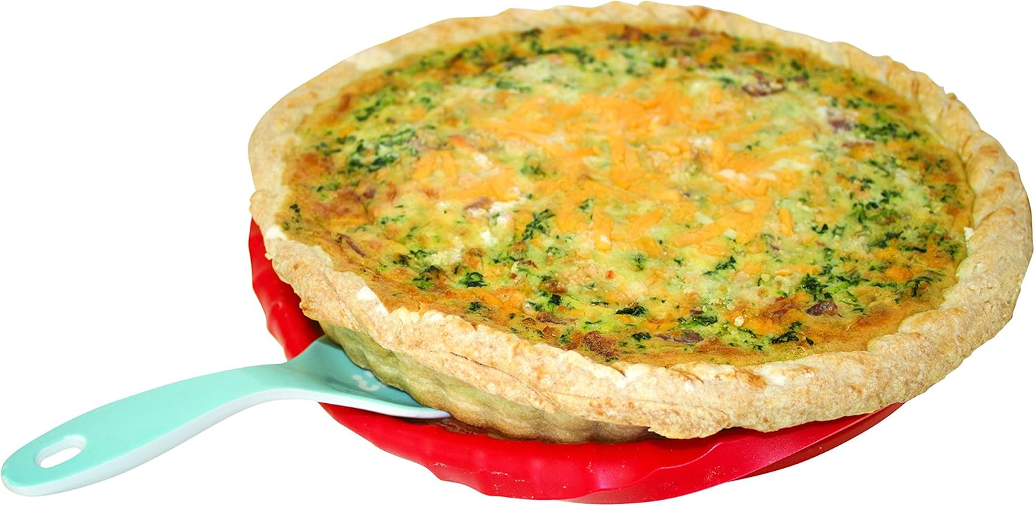 DoughEz 10-Inch Round Non-Stick Silicone Glass Bottom Pie Pan