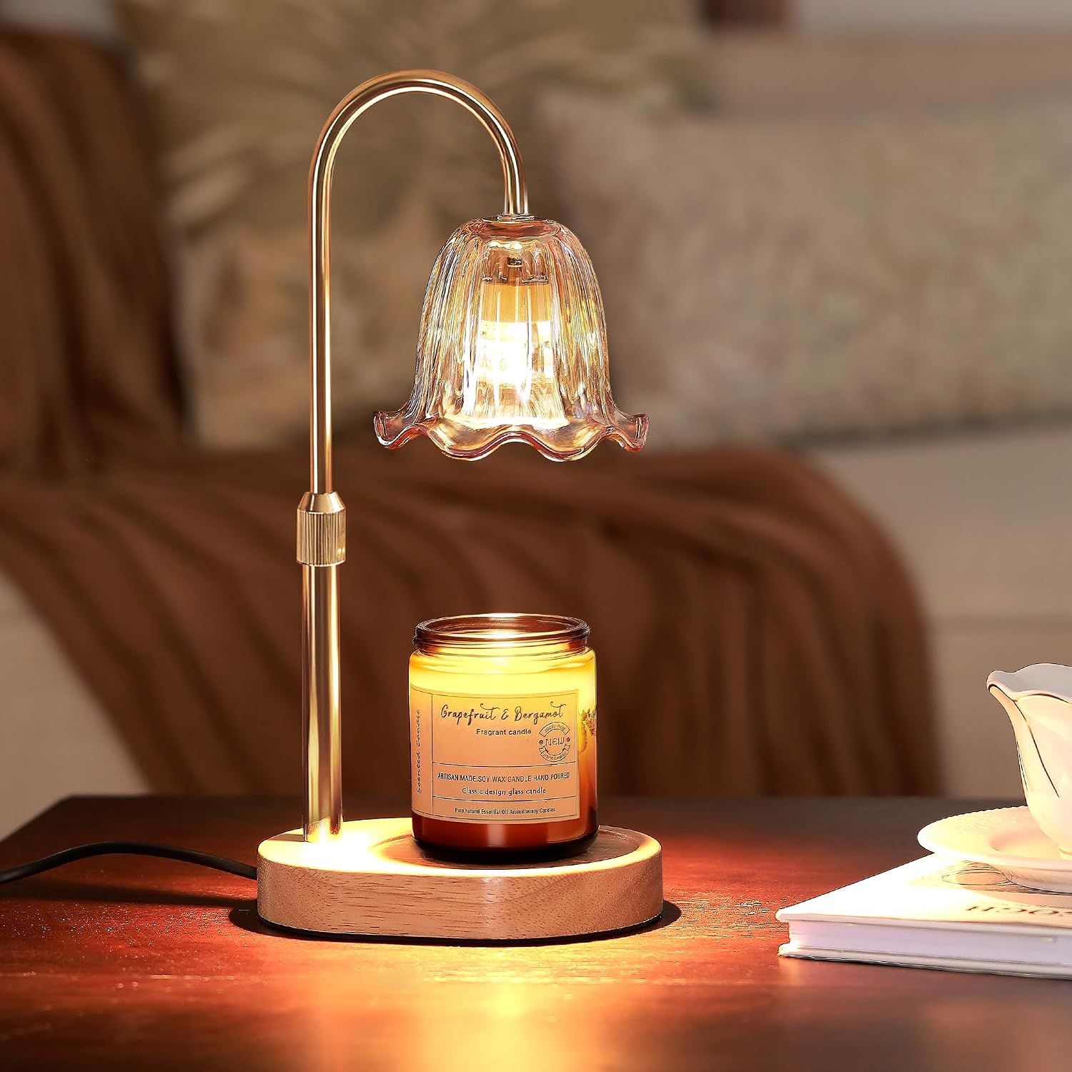 Homelist Candle Wax Warmer with Timer Dimmable, Golden