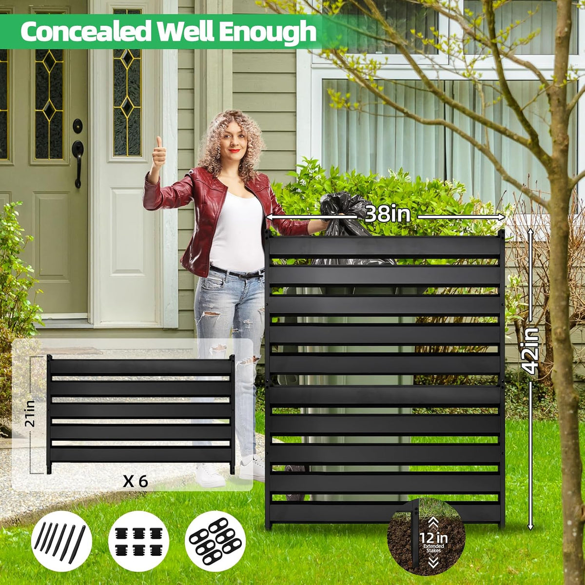 Air Conditioner Fence Screen Trash Can Privacy Fence, 42" H x 38" W (3 Panels)