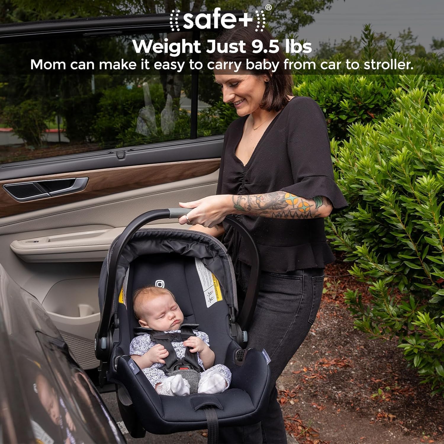 , Rear-FacDiono LiteClik 30 R SafePlus Infant Car Seat and Baseing for Infants 4-30lbs, SafePlus Engineering, with Infant Insert, UPF 50+ Sunshade (Black)