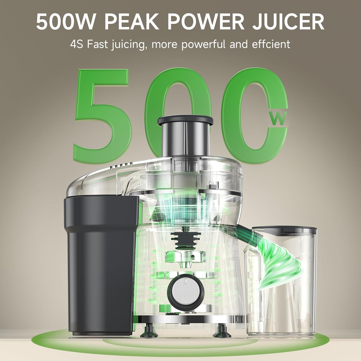 Airon Juicer Machine, 500W Centrifugal Juicer Extractor with 3 Speed