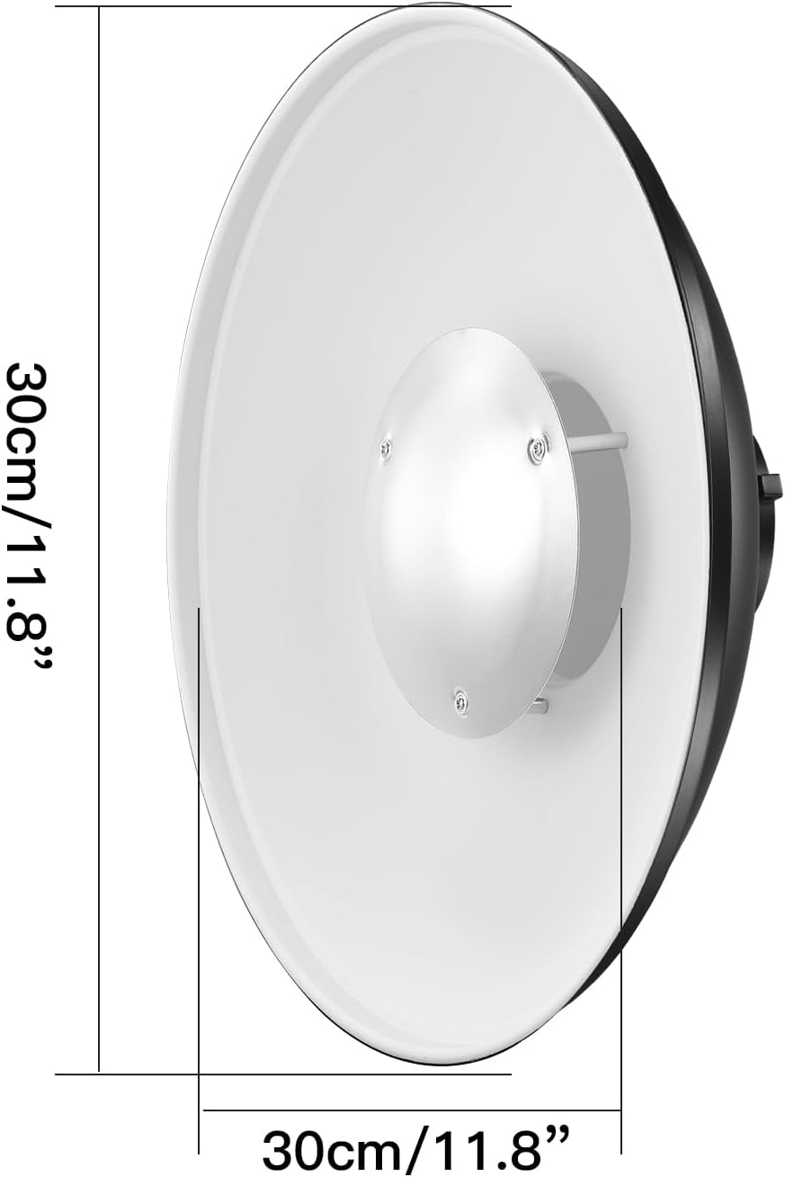 Soonpho 12inch/30cm Standard Reflector Beauty Dish,  VC-400HS VE-300 Godox AD200 AD180 AD360 (White)