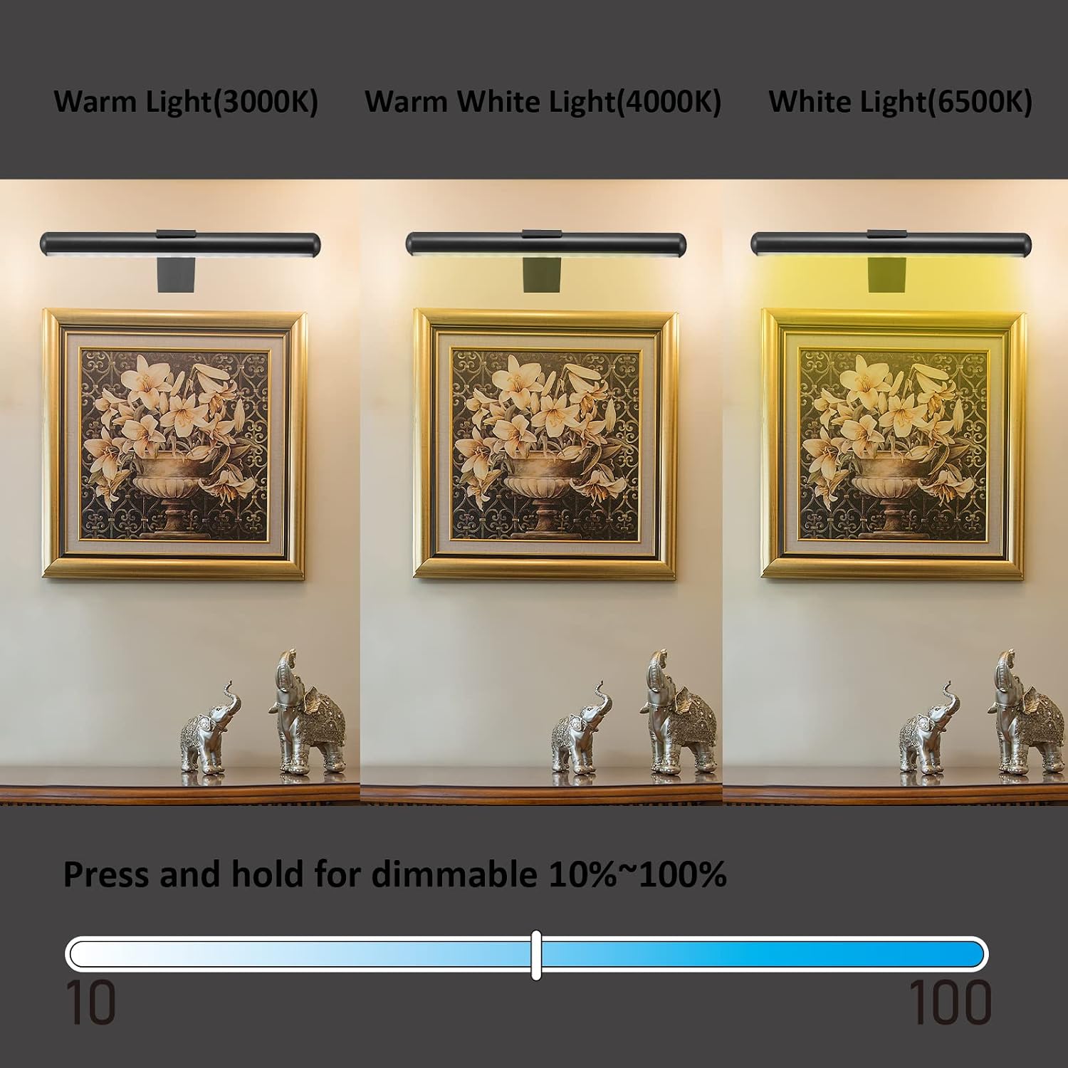 Wireless Picture Light Battery Operated,Rechargeable Painting Light with Remote Control 300LM