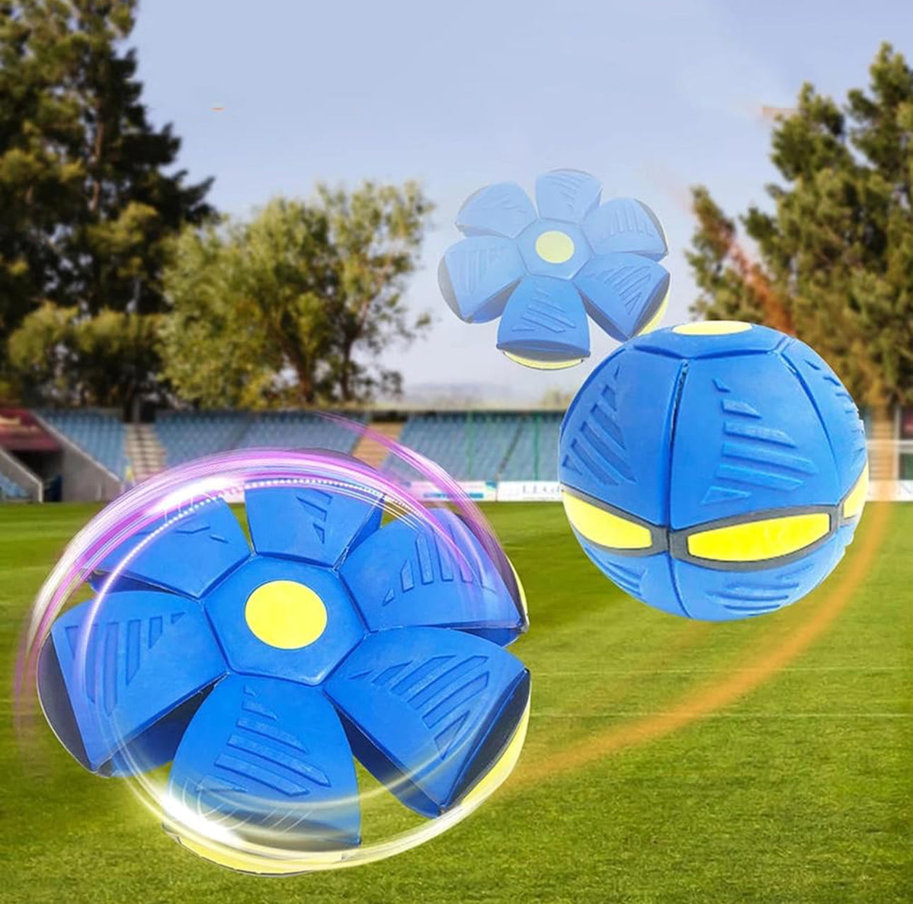 Flying Saucer Ball Dog Toy, Dog Disc Toy Creative Decompression Pop Up Ball Toy, Flying Disc Turns Into A Ball,Blue-1PC