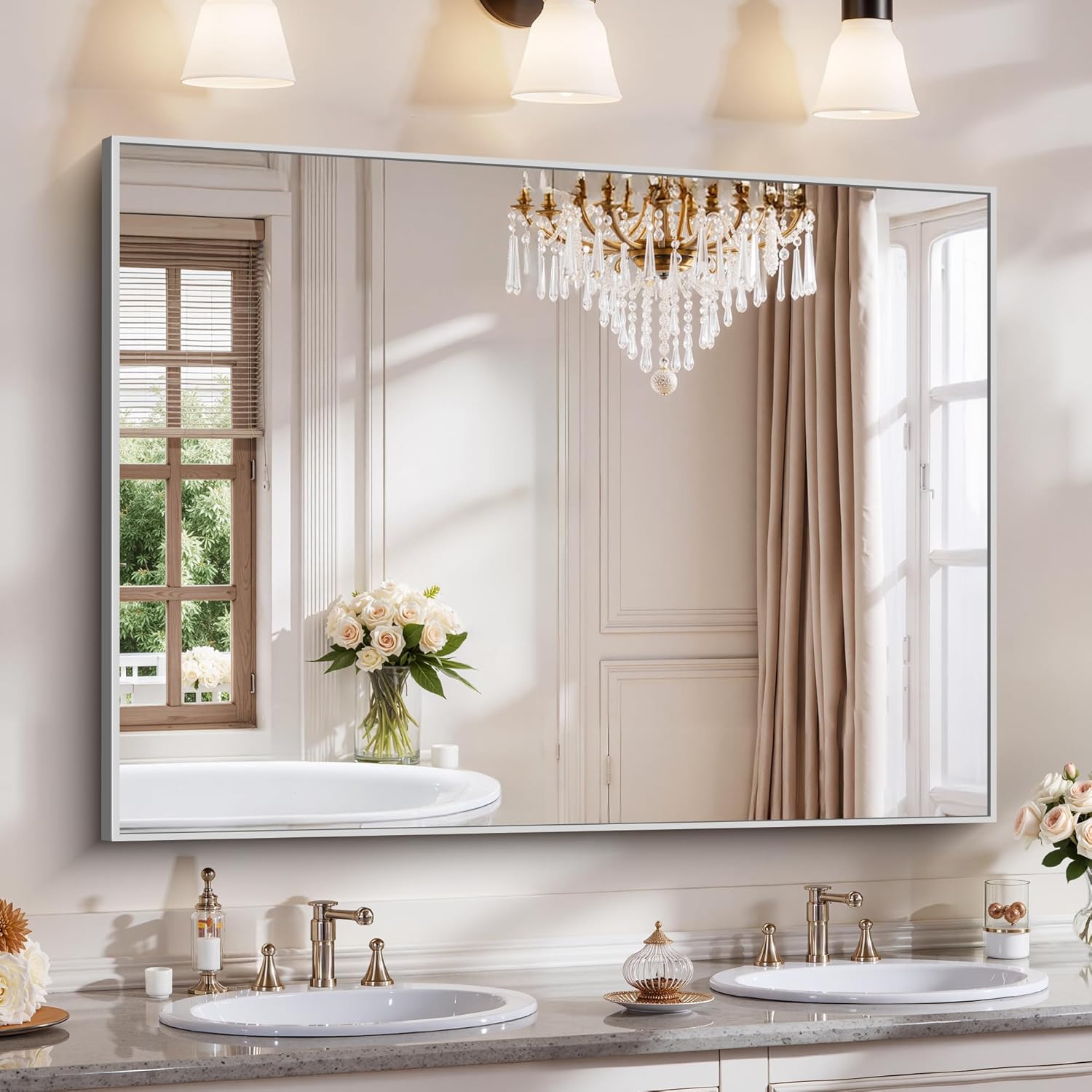 YIROMAN Bathroom Mirror for Wall,  48"x36", Silver