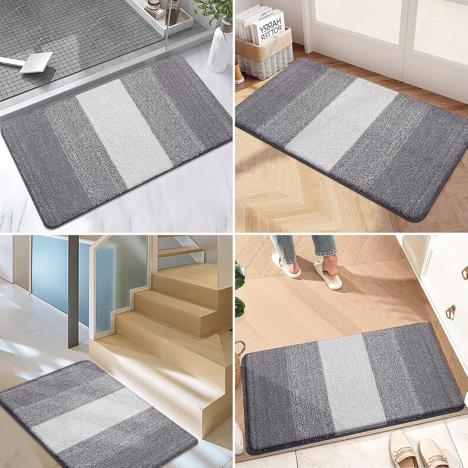 Grandaily Indoor Doormat, Non-Slip M Grey,32" x 48"