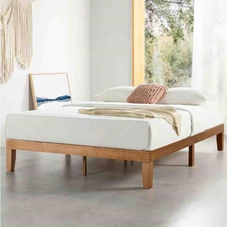 Mellow Naturalista Classic - 12 Inch Solid Wood Platform Bed with Wooden Slats, FULL