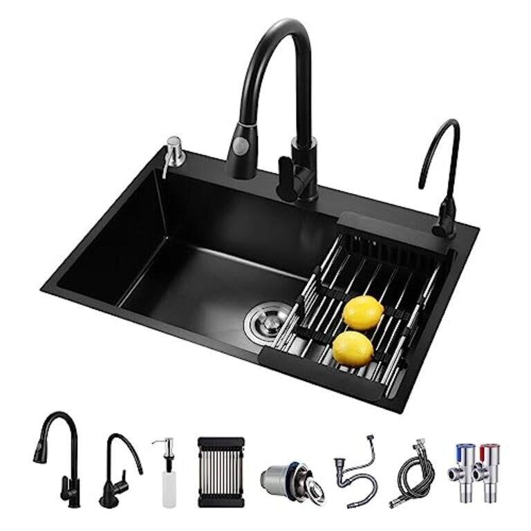 RCCRNNPP Black Kitchen Sink, Stainless St