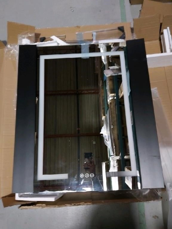 Klajowp 32''x24'' LED Bathroom Mirror with Front + Backlit, Lights, Anti-Fog (Black)