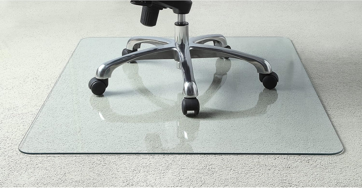 Lorell Tempered Glass Chairmat, 48" Width x 60" Depth x 0.25" Thickness, Clear