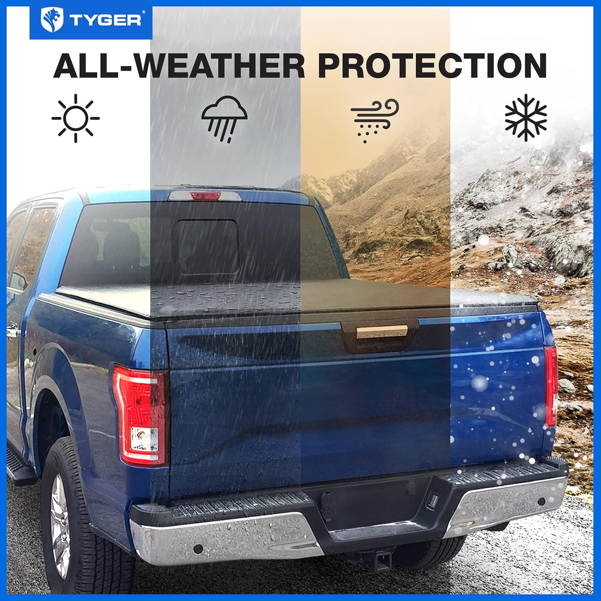 Tyger Auto TG-BC1F9127 Black 1 T1 Soft Roll Up Truck Bed Tonneau Cover,Side 6.75' Bed