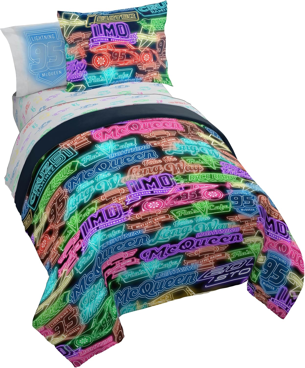 Jay Franco Kids Bed Set, Black, Cars, 7 Piece Full Size
