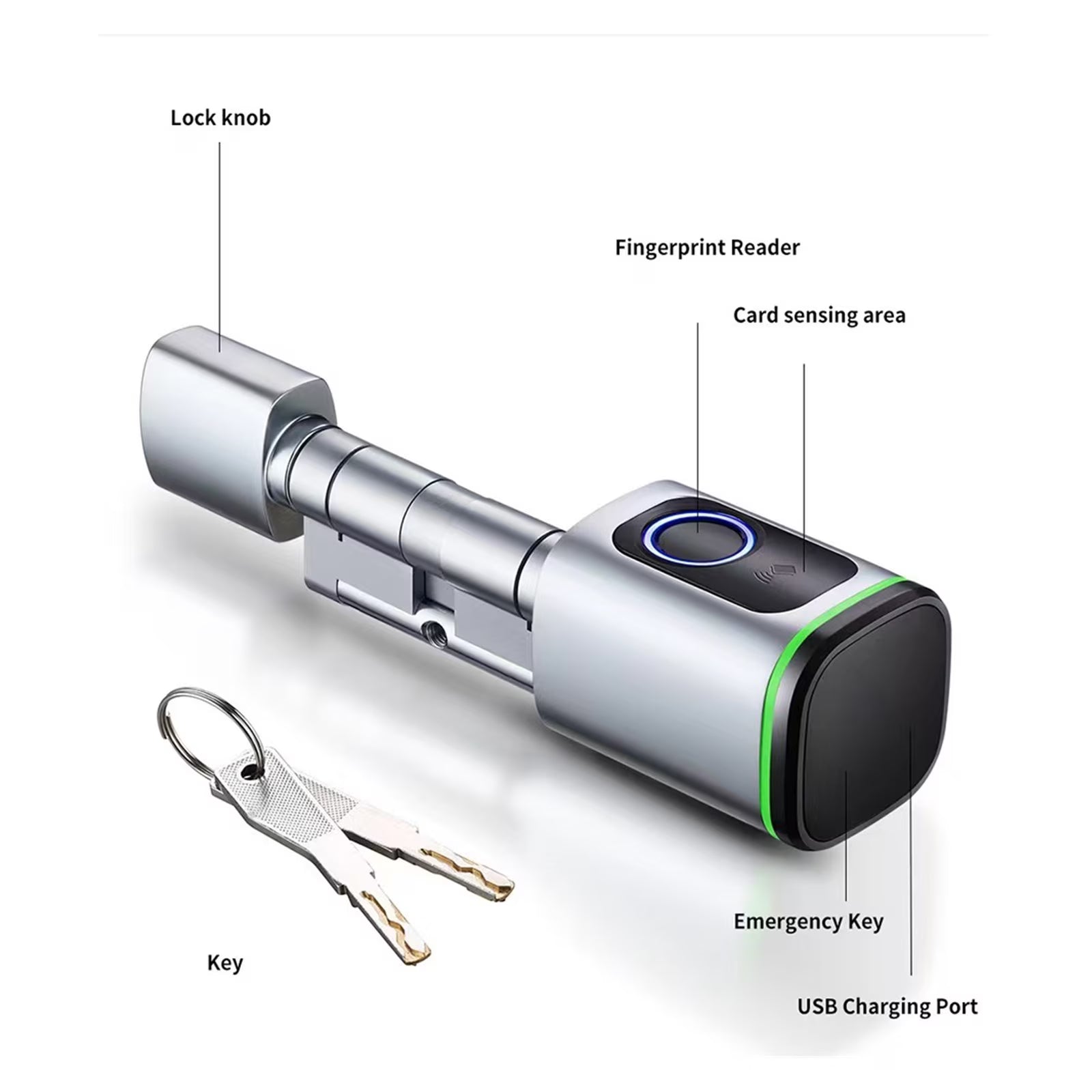 Door Lock, Tuya Smart Lock Cylinder Fingerprint Card Key App