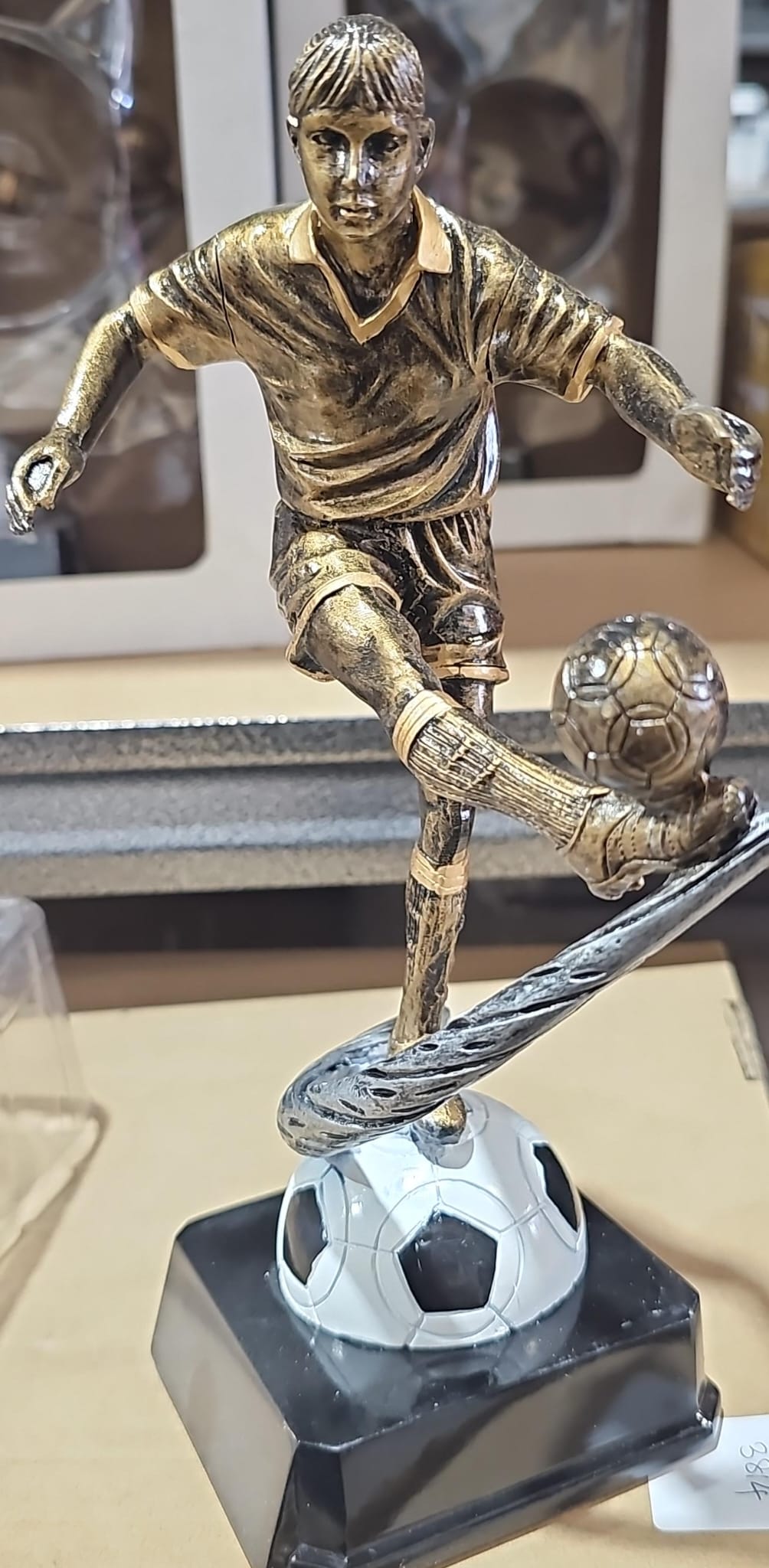 Elegant Soccer Player Statue for Home Decor