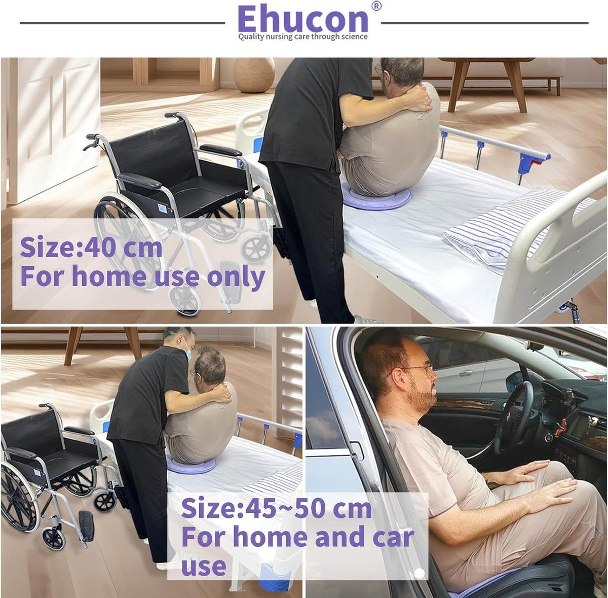 Ehucon 360 Degree Swivel Seat Cushion, (Purple, 15.7IN X 15.7IN)