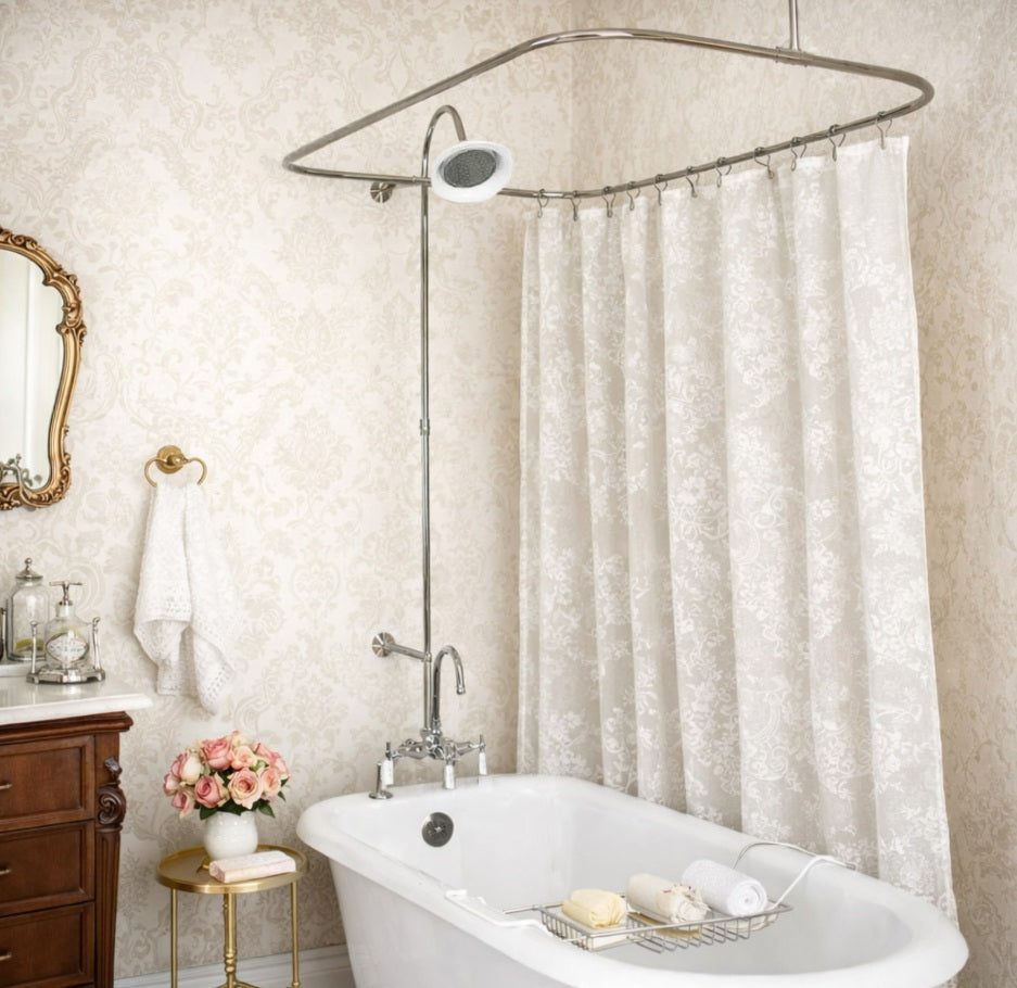 Tub Wall Mount Shower Kit with Gooseneck Faucet