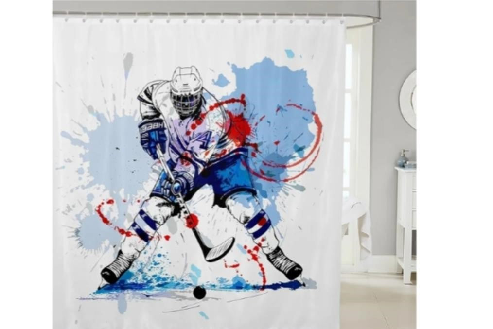 Feelyou Graffiti Ice Hockey Shower Curtain Boys Sport, 72x78 Inches