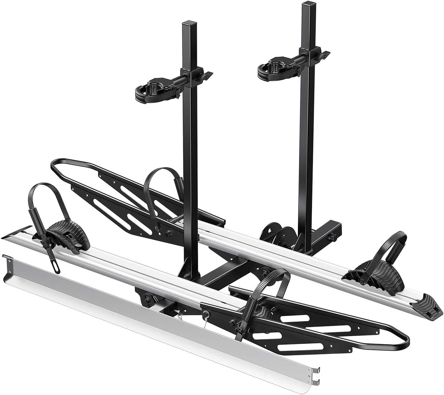 Young 2-Bike Ebike Hitch Rack with Ramp, 200 lbs Capacity for Car, SUV