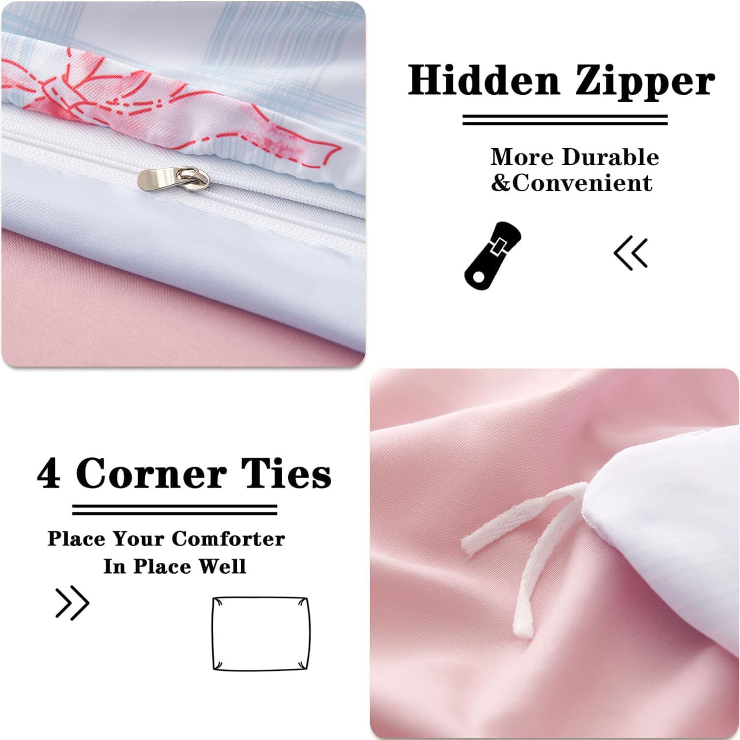 Full Size Duvet Cover Blue Plaid Pink