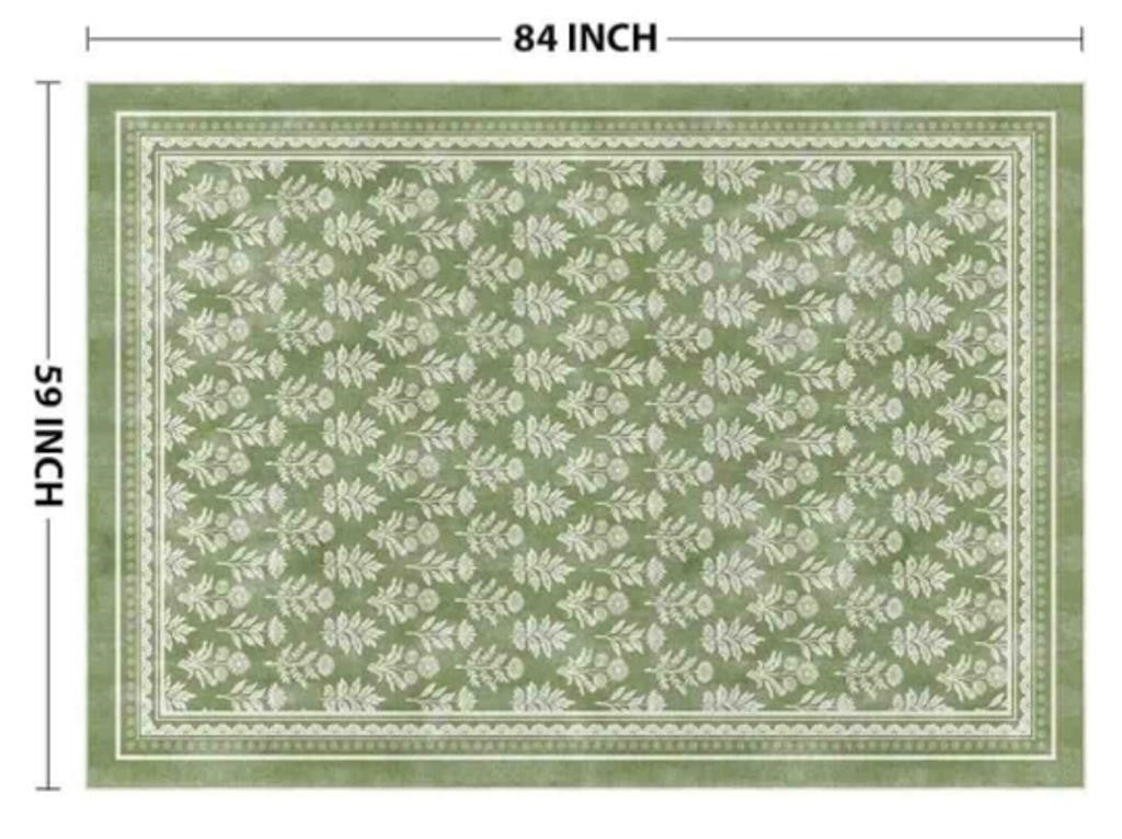 Artoid Mode Green Rustic Floral Spring Area Rug, 5x7 Feet