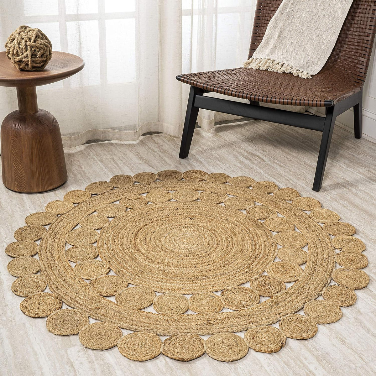Circle Natural 7' Round Indoor Area Rug, (RNF104A-7R)