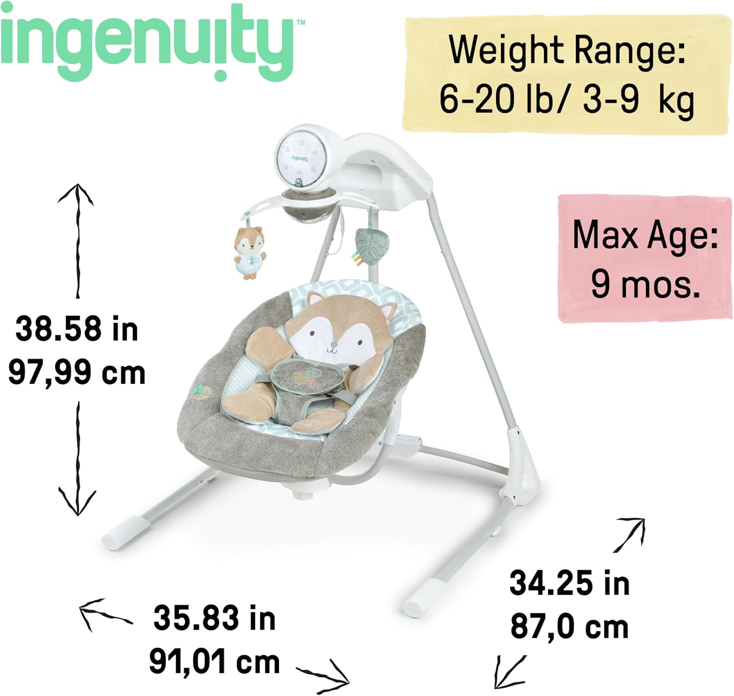 Ingenuity InLighten 5-Speed Baby Swing
