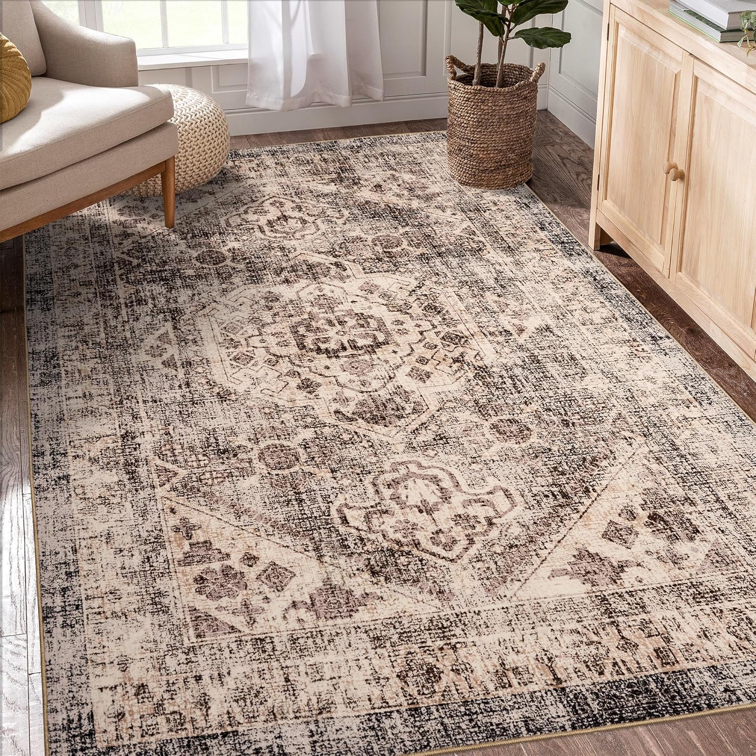 Sofrug Washable Area Rug, ,3'×5', Brown