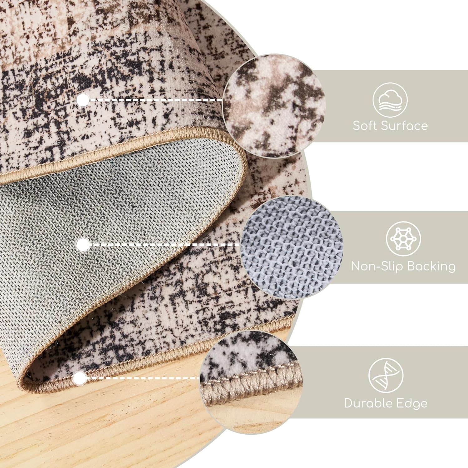 Sofrug Washable Area Rug, ,3'×5', Brown