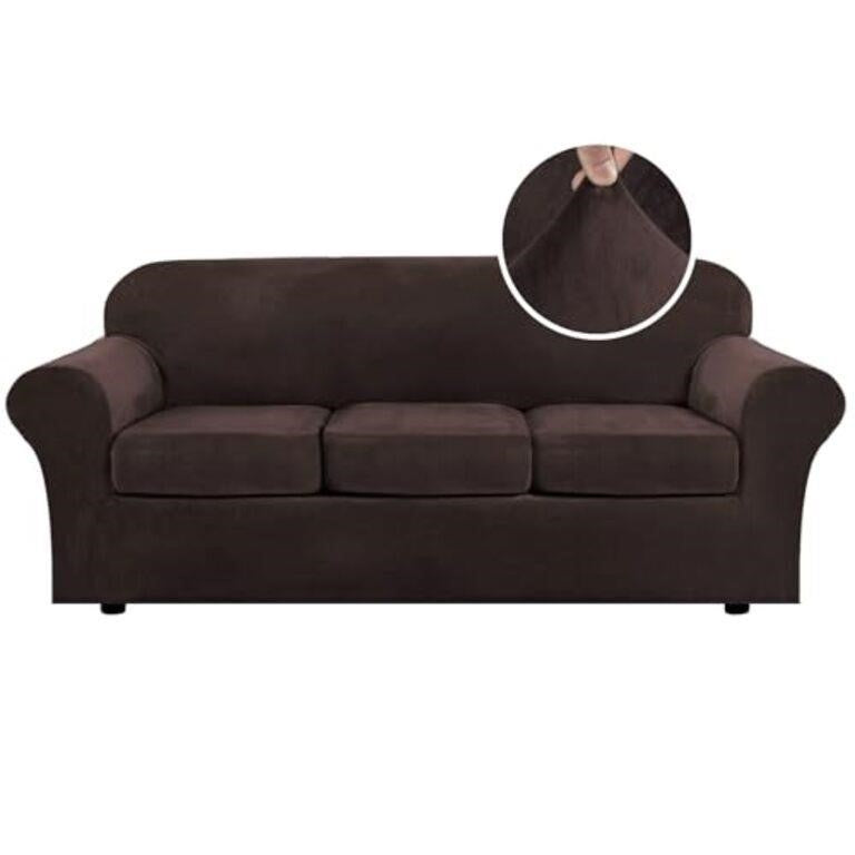 H.VERSAILTEX Modern Velvet Plush 4pc, (Sofa,Brown), 0.99D x 2.28W x 0.89H Meters