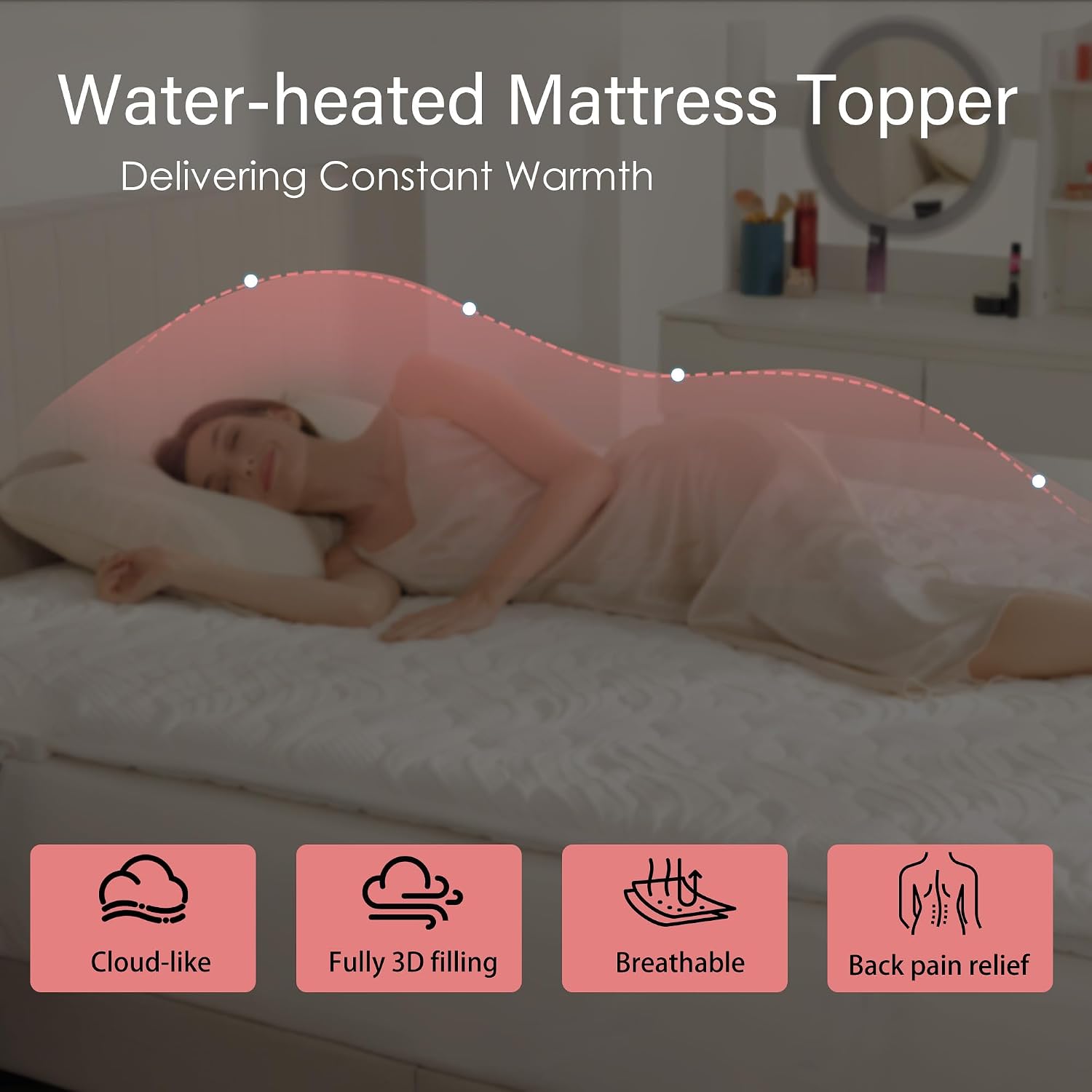 RISSATE Intelligent Constant Temperature Water Heating Gel Memory Foam Mattress Topper