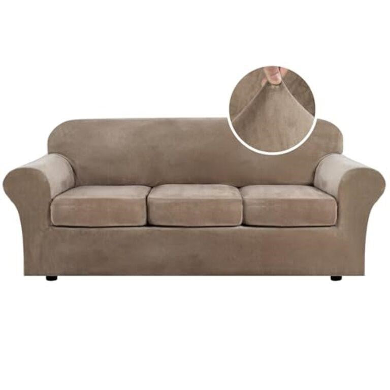 H.VERSAILTEX Modern Velvet Plush 4 Pc, (Sofa,Camel), 0.99D x 2.28W x 0.89H