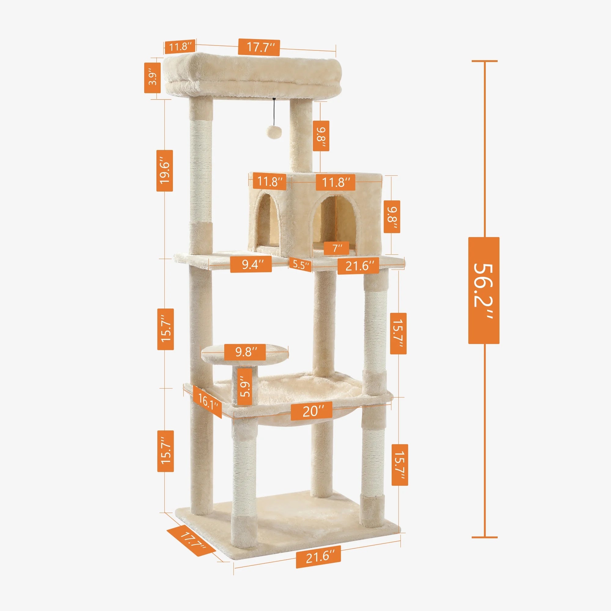 PAWZ Road 56.3" Multi-Level Cat Tree