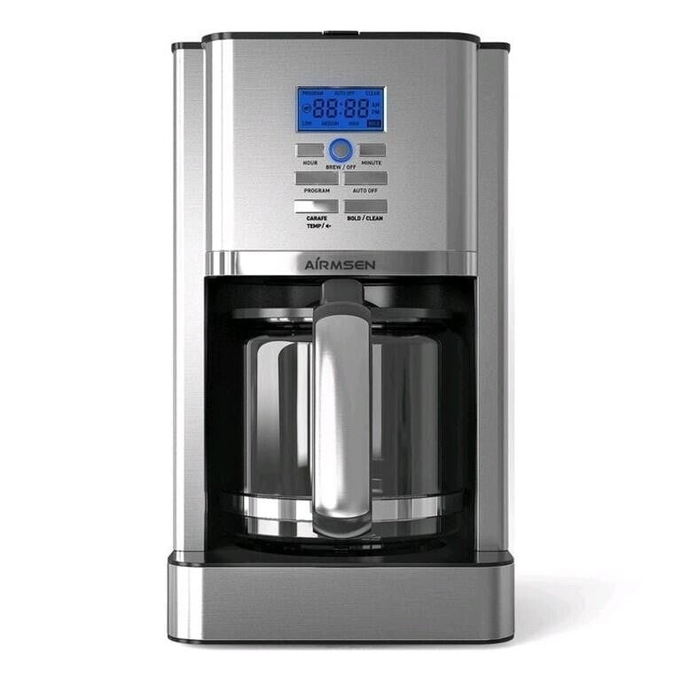 Airmsen Coffee Maker, 12 Cups Programmable Stainle