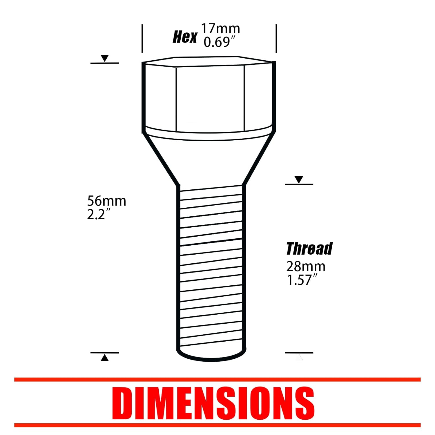 JiiinMiiin 14x1.25 Lug Bolts Conical Seat, Black 20 Pack |