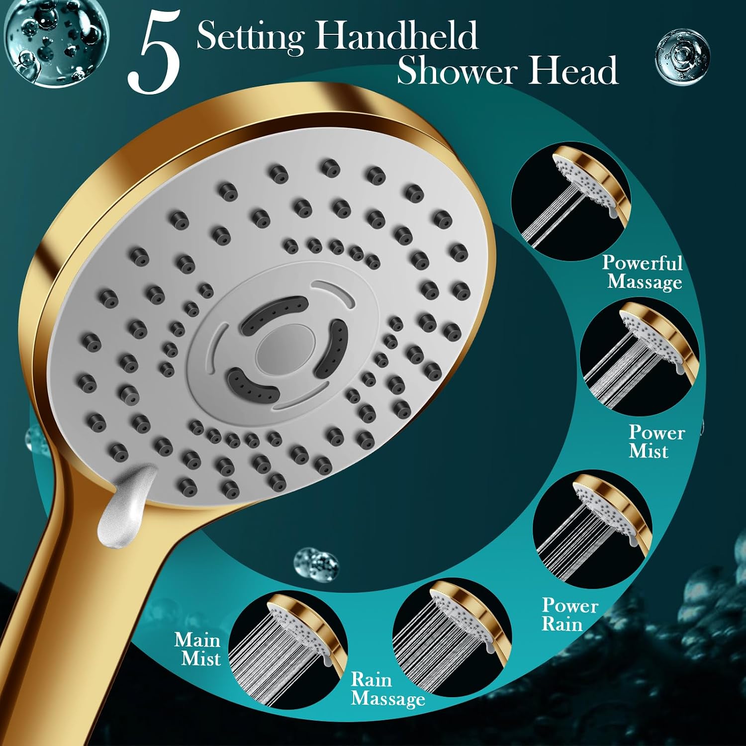 Beekim 12'' Gold Rain Shower Head, High Pressure Rainfall Shower Head with 16 inch