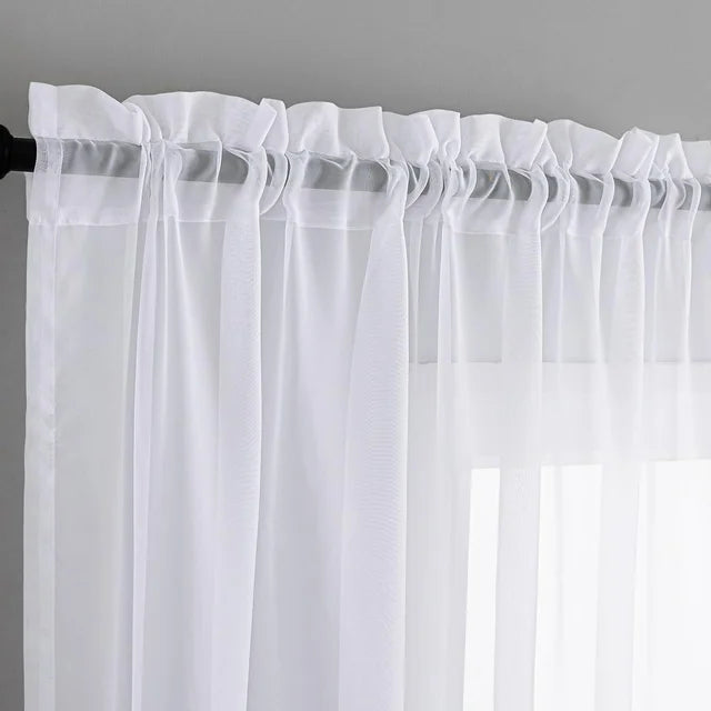 MYSTIC-HOME  Curtain Panels 72" Length, 2 Panels Per Pack, Each 52" Wx72 L IVORY SHEER