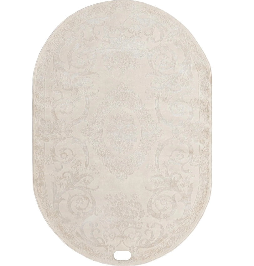 Unique Loom Finsbury T-FBRY1 Ivory Area Rug 5' 3" X 8' 0" Oval